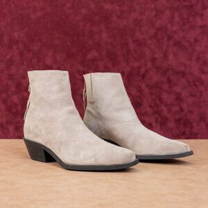 AllSaints Women Lenora Beige Suede Western Boho Zip Ankle Boots 8.5-9US EUR 39